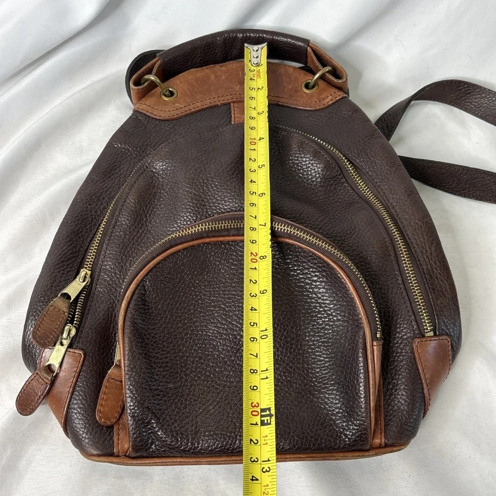 Vtg M. London Two-Tone Brown Pebbled Leather Convertible Backpack Bag Read